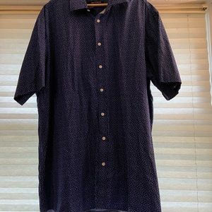 Blue dot pattern button down